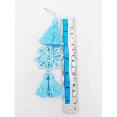 Set of 2 Blue Floral Tassels, Indian Tassels, Boho Chic Tassels